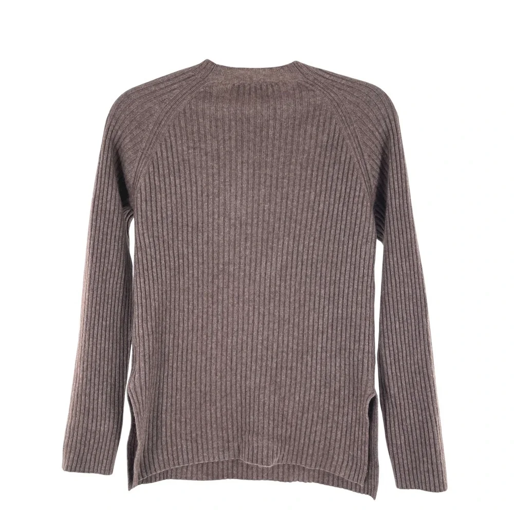 CAARA Cashmere Ribbed Knit Sweater XS Mocha Taupe Luxury Parisian Old Money Cozy - Picture 2 of 7